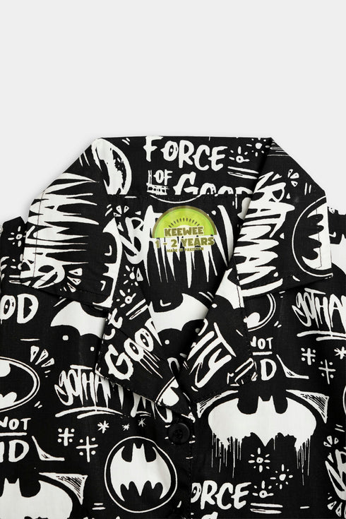 Printed Spaceships Co ord Set - Black