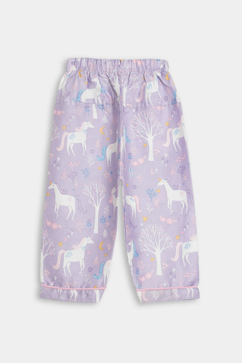 Printed Unicorn Nightsuit - Purple