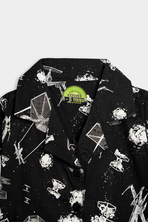 Printed Spaceships Co ord Set - Black