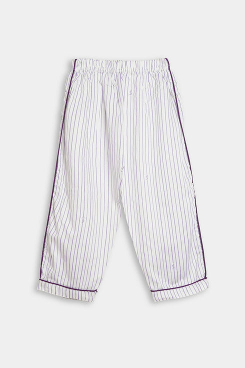 Printed Lines Nightsuit - Purple