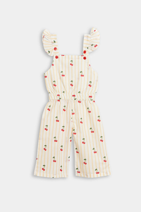 Printed Cherry Jumpsuit - White