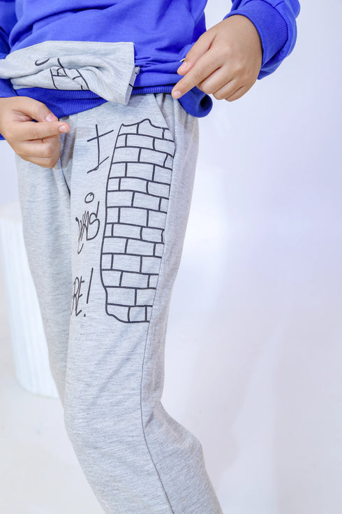 Printed Graffiti Tracksuit - Blue