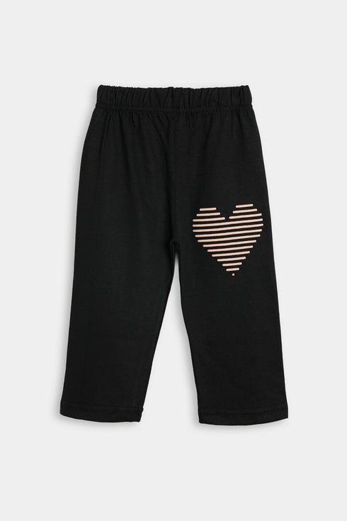 Printed Hearts Nightsuit - Red