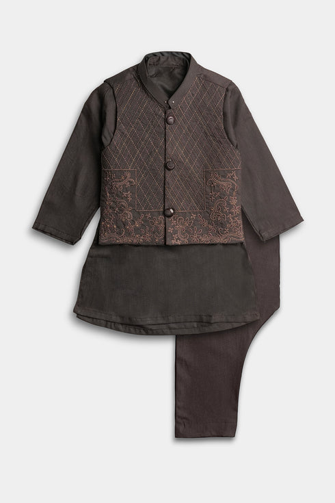 Embroidered Shalwaar kameez - Dark Brown