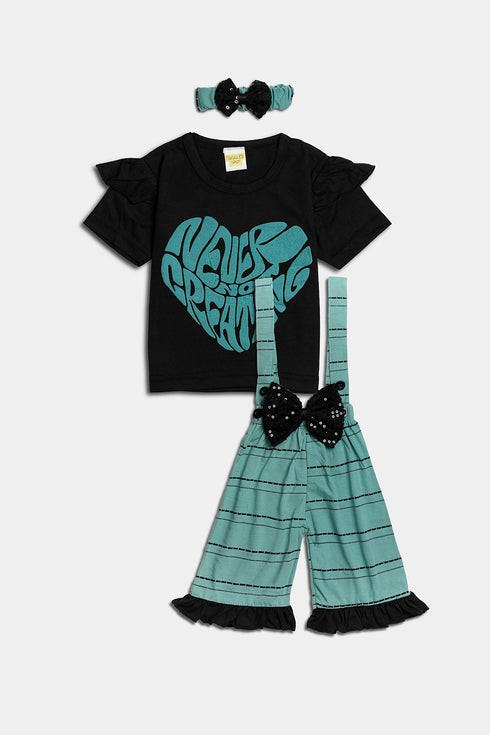 Printed Creative Romper Set - Sea Green