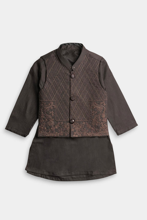 Embroidered Shalwaar kameez - Dark Brown