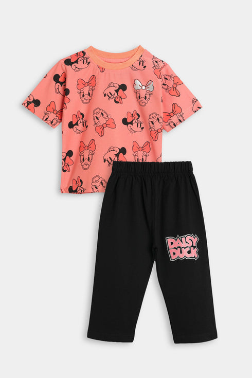 Printed Duck Nightsuit - Pink
