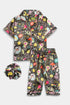 Printed Powerpuff Nightsuit - Black