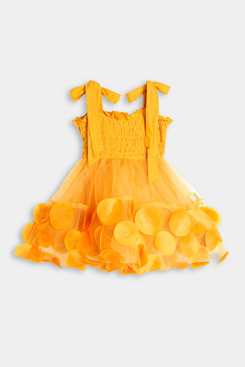 3D Circles Frock - Yellow