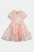 Printed Flower Frock - Peach