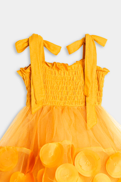 3D Circles Frock - Yellow