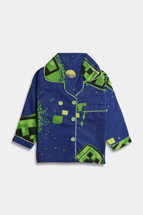 Printed Minecraft Nightsuit - Blue