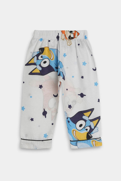 Printed Bluey Stars Nightsuit - White