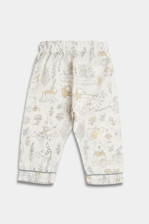 Printed Pooh Nightsuit - White