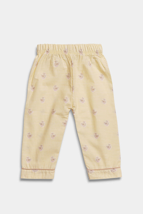 Printed Ducks Nightsuit - Yellow ( Without Scrunchie )