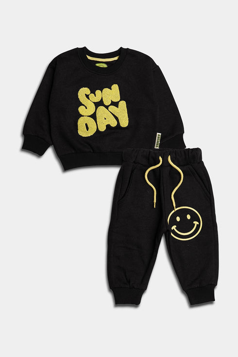 Printed Sunday Tracksuit - Black