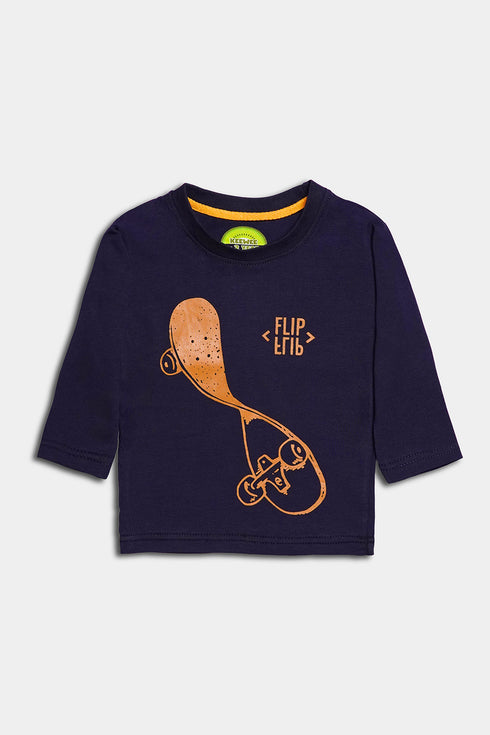 Printed Flip board Tee - Blue