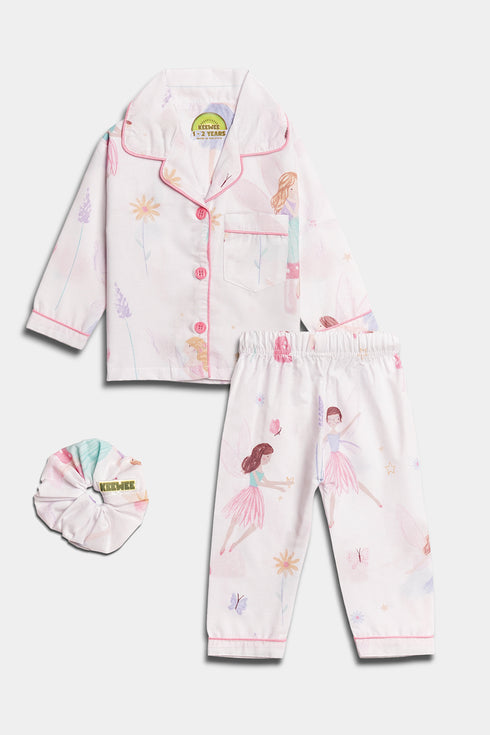 Printed Fairy Nightsuit - White
