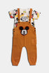 Embroidered Mickey Mouse Romper Set - Yellow