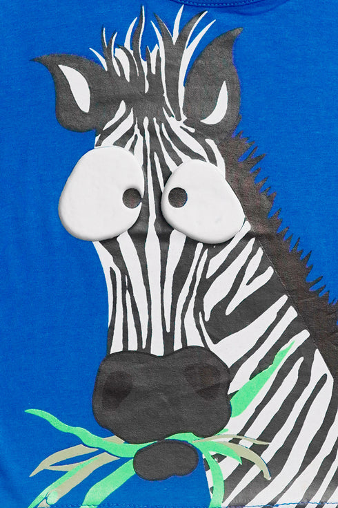 Printed Zebra Tee - Blue