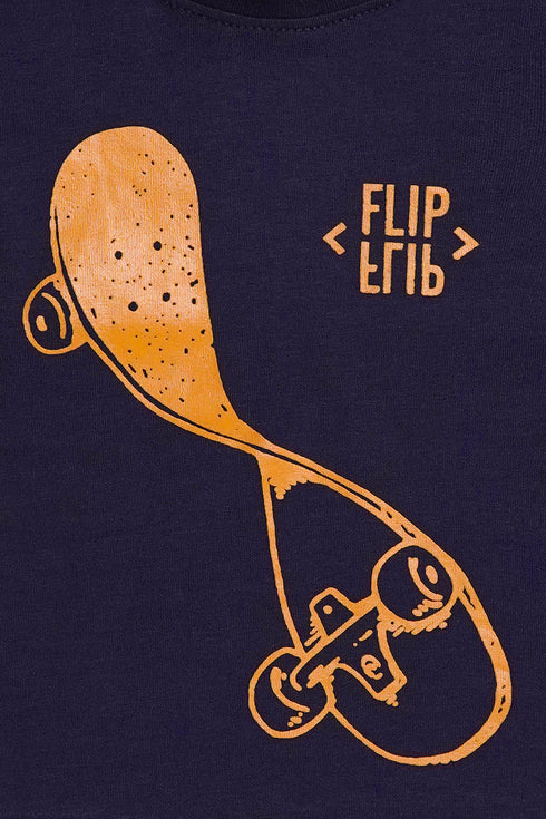 Printed Flip board Tee - Blue