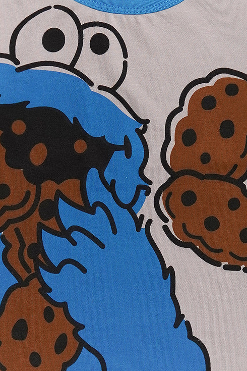 Printed Cookie Monster Nightsuit - Grey