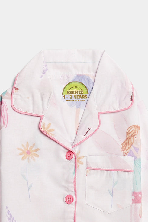 Printed Fairy Nightsuit - White