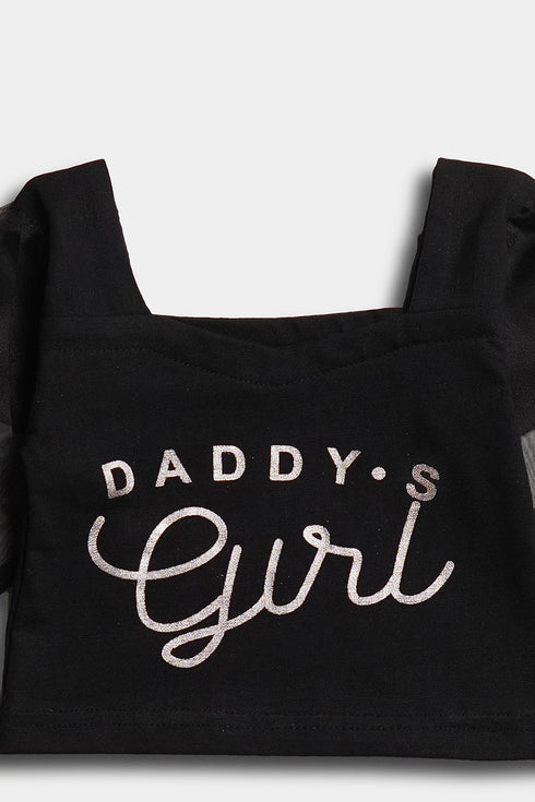 Printed Daddy's Girl Skirt Set - Black