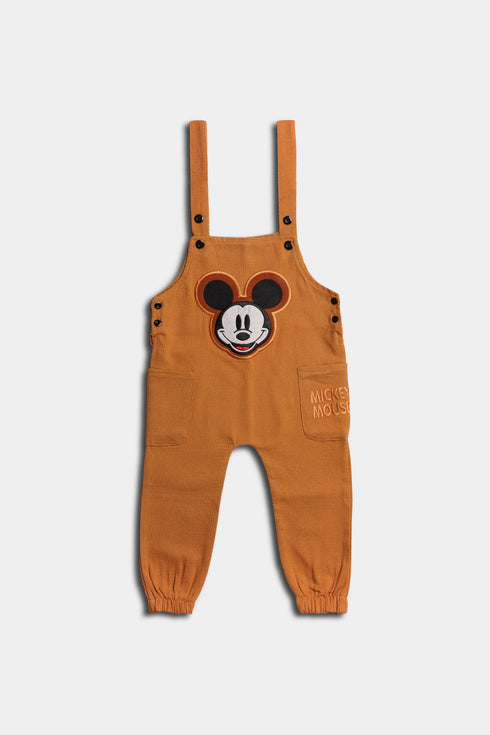 Embroidered Mickey Mouse Romper Set - Yellow