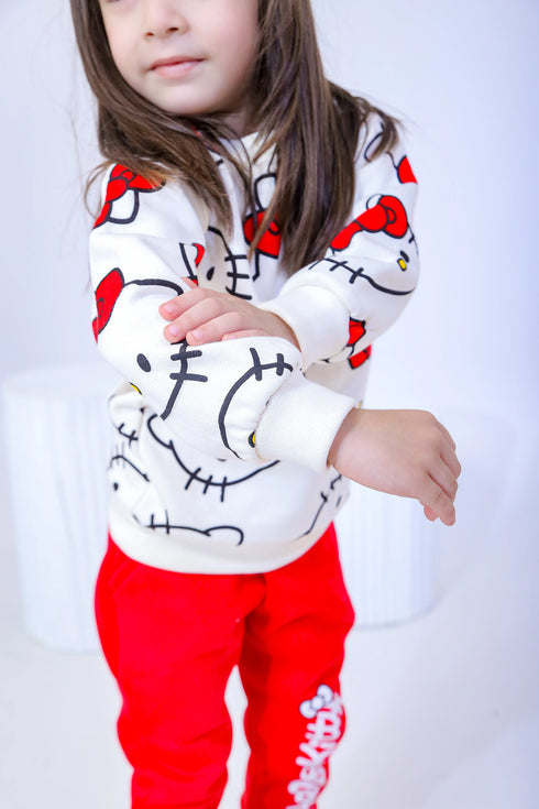 Printed Kitty Tracksuit - White