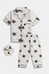 Printed Cat Nightsuit - White