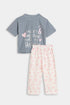 Printed Unicorn Nightsuit - Grey