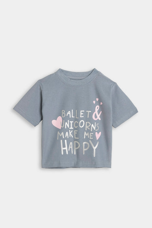 Printed Unicorn Nightsuit - Grey