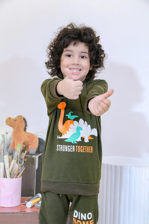 Printed Dino Tracksuit - Green