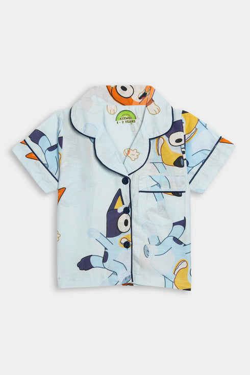 Printed Bluey Nightsuit - Blue