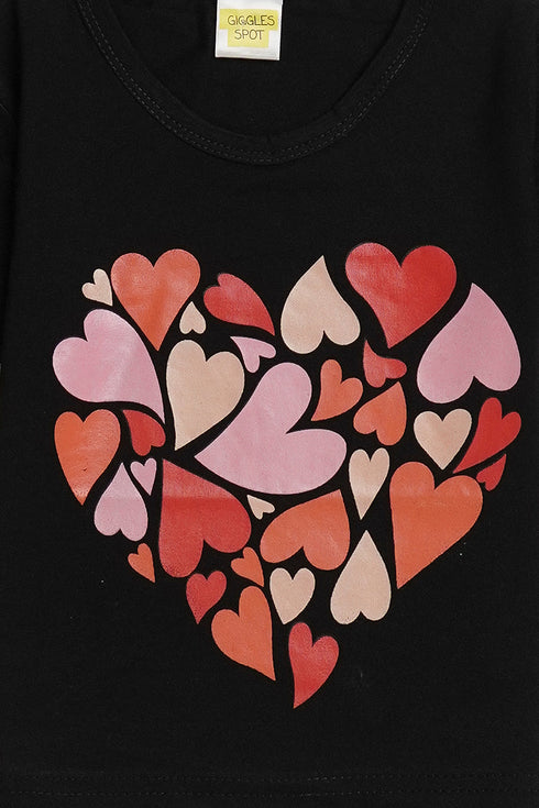 Printed Hearts T-Shirt - Black