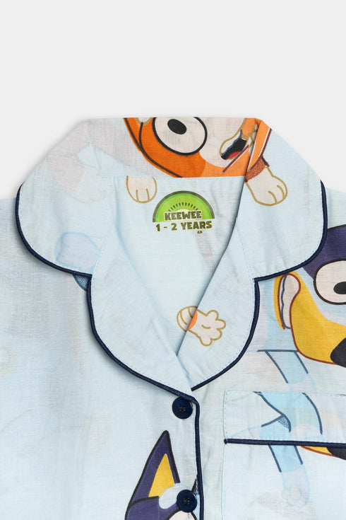 Printed Bluey Nightsuit - Blue