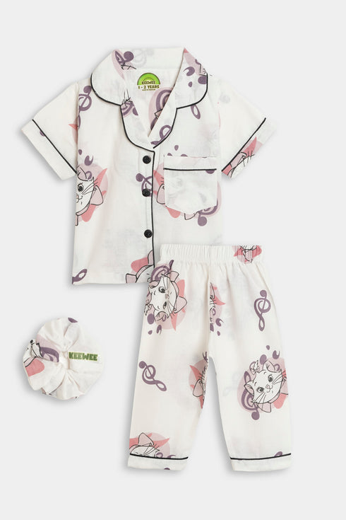 Printed Cat Heart - White