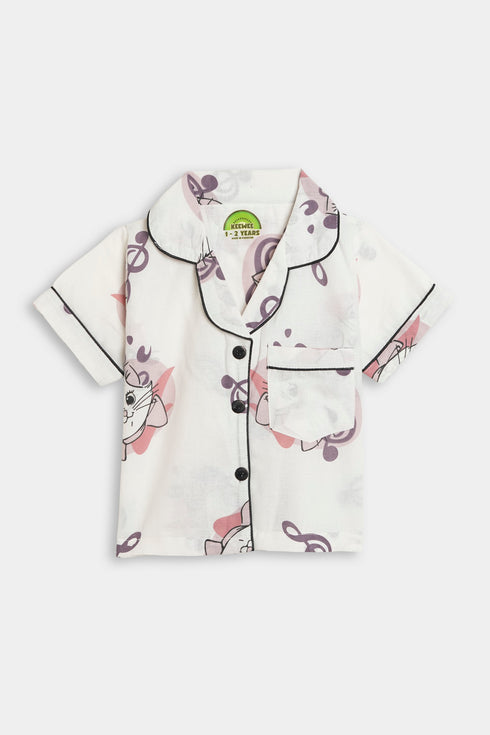 Printed Cat Heart - White