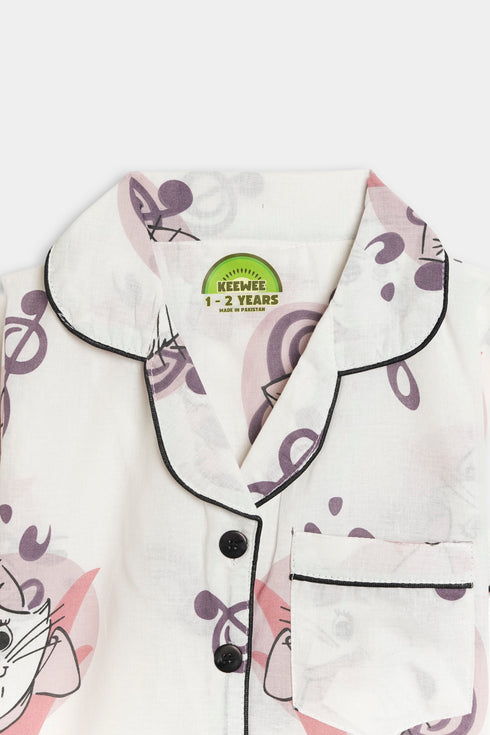 Printed Cat Heart - White
