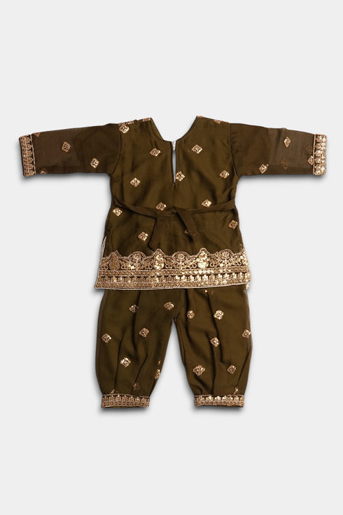 Embroidered Patiala Chiffon 2 Piece - Mehndi Green