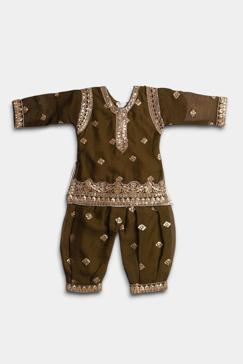 Embroidered Patiala Chiffon 2 Piece - Mehndi Green