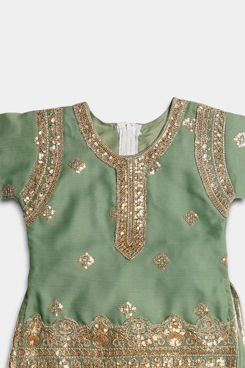 Embroidered Patiala Chiffon 2 Piece - Mint Green