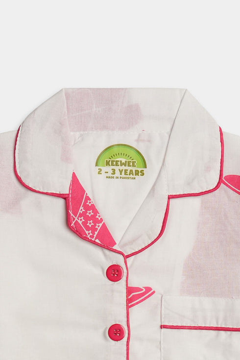 Printed Boot Nightsuit - White