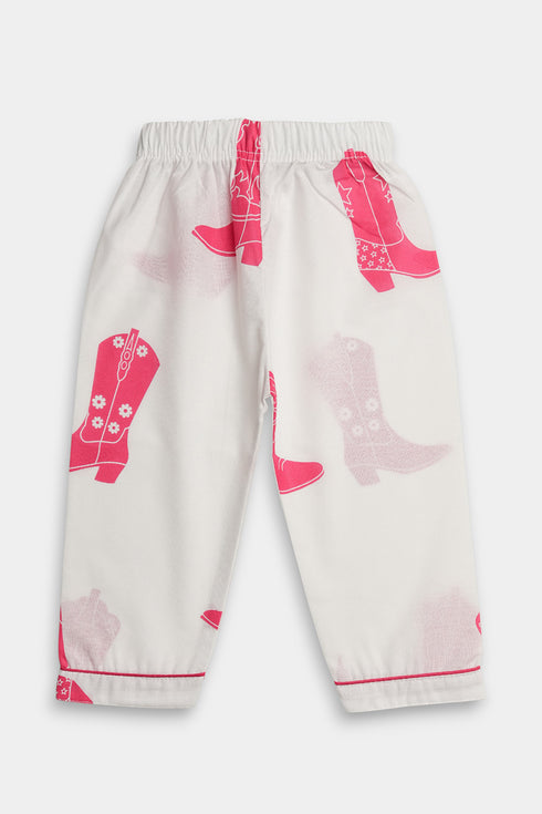 Printed Boot Nightsuit - White