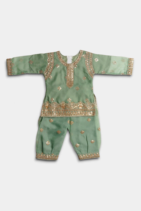 Embroidered Patiala Chiffon 2 Piece - Mint Green