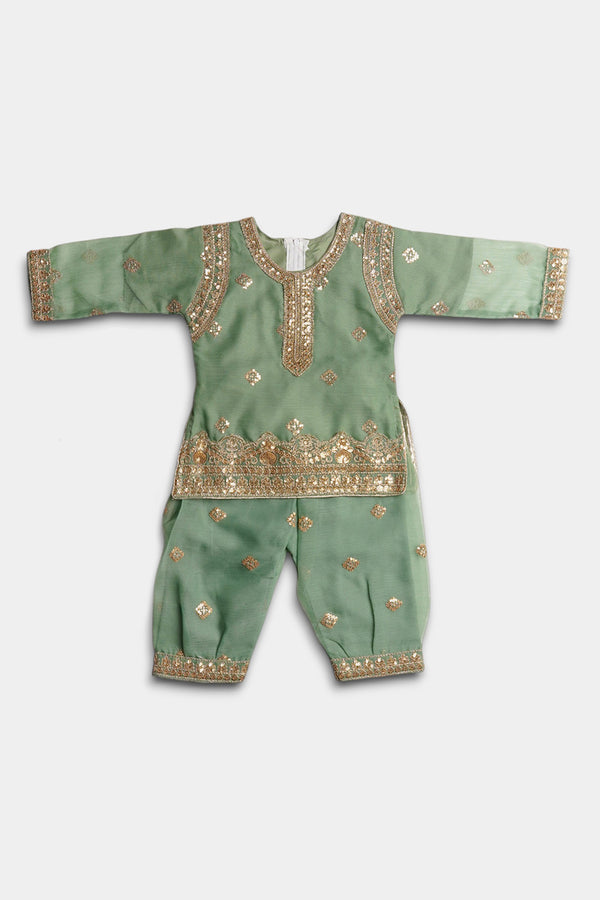 Embroidered Patiala Chiffon 2 Piece - Mint Green