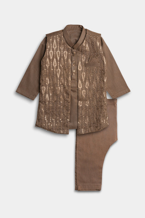 Embroidered Sequins Shalwaar kameez - Brown