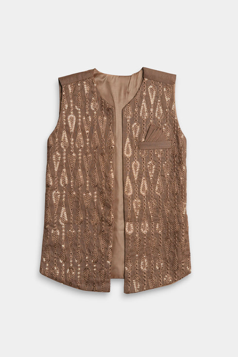 Embroidered Sequins Shalwaar kameez - Brown