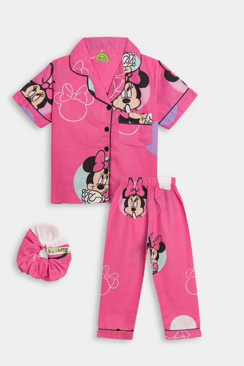 Printed Mouse Nightsuit -Pink